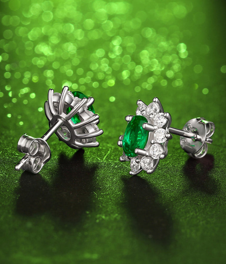 1 Carat Lab-Grown Emerald Stud Earrings